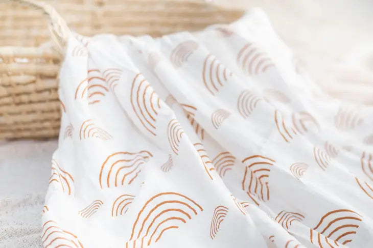 Caramel & White Rainbow Swaddle Blanket