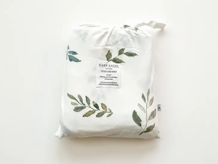 Green Leaves- Standard Premium Fitted Crib Sheet
