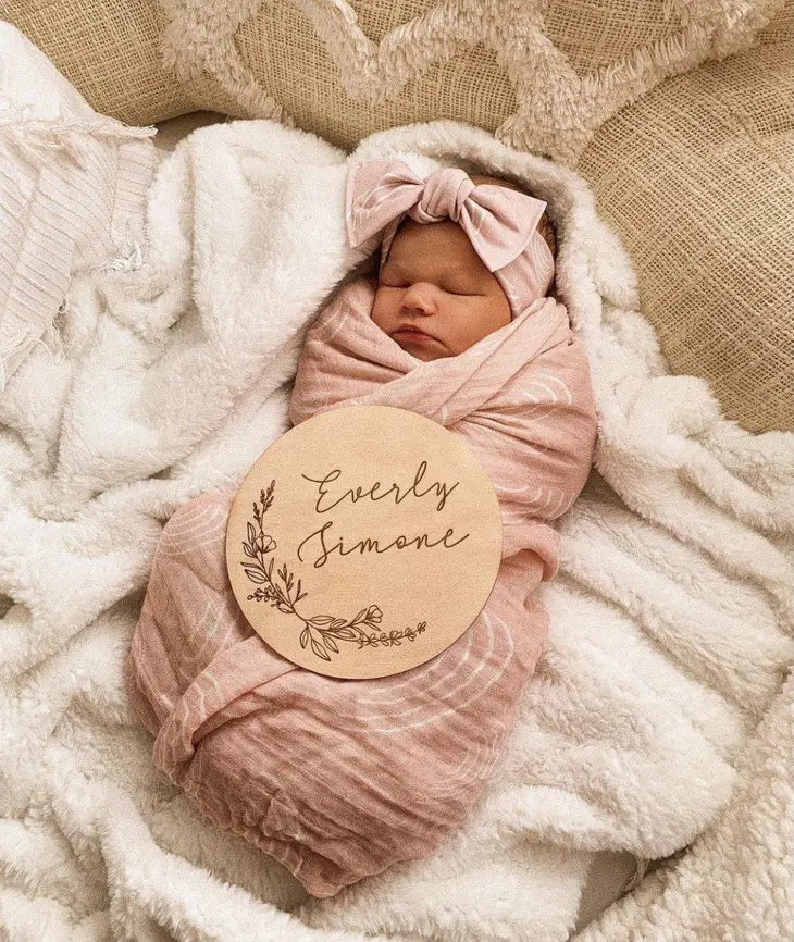 Blush Pink Rainbow Bamboo Muslin Swaddle Blanket