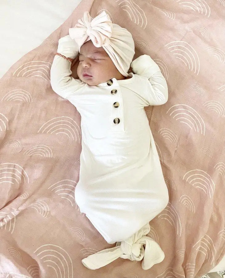 Blush Pink Rainbow Bamboo Muslin Swaddle Blanket