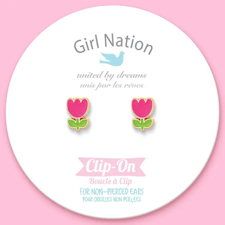 Tiny Tulip CLIP ON Cutie Earrings