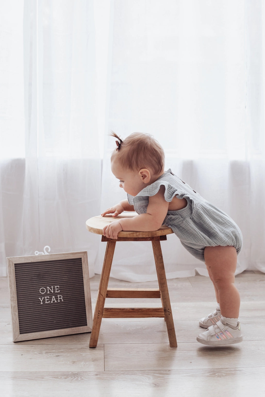 Milana Mint Sage Muslin Romper w/ headbow