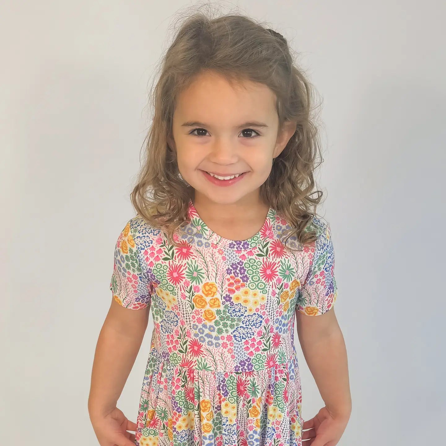 Flower Fields Short Sleeve Pocket Dress