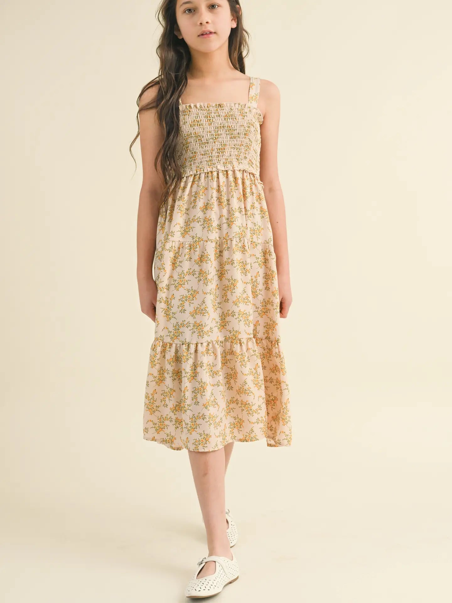 Floral Smocked Tiered Midi Dress