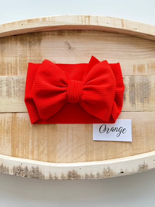 Orange- Waffle Knit Bow Headwrap