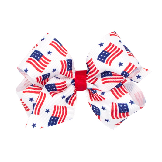 Flag Patriotic Printed Grosgrain Hair Bow