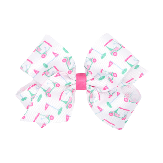 Golf Cart Printed Grosgrain Hair Bow