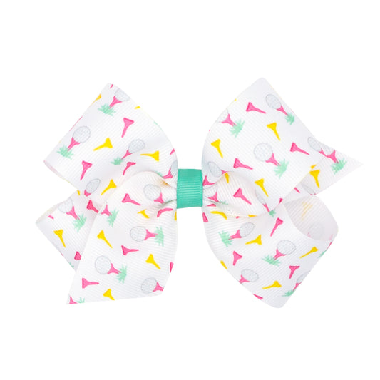 Golf Tee Printed Grosgrain Hair Bow