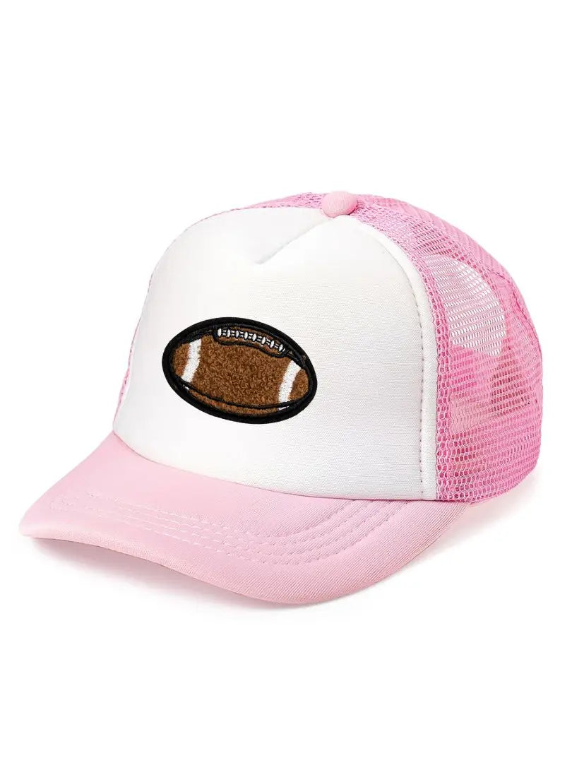 Football Patch Trucker Hat - Pink/White