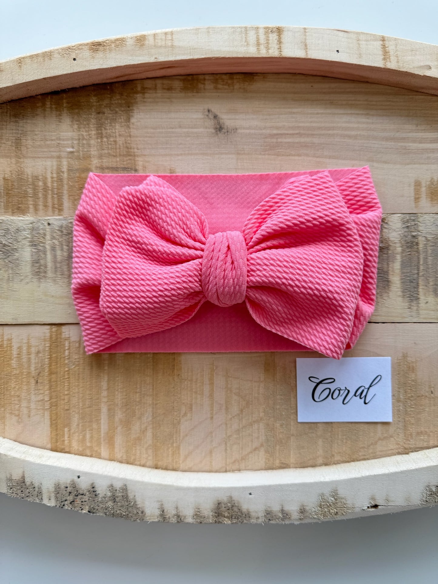 Coral-Waffle Knit Bow Headwrap