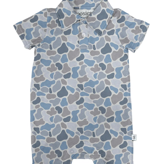 Watercolor Camo Ss Polo Romper