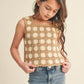 Tan and Floral Sleeveless Crochet Top