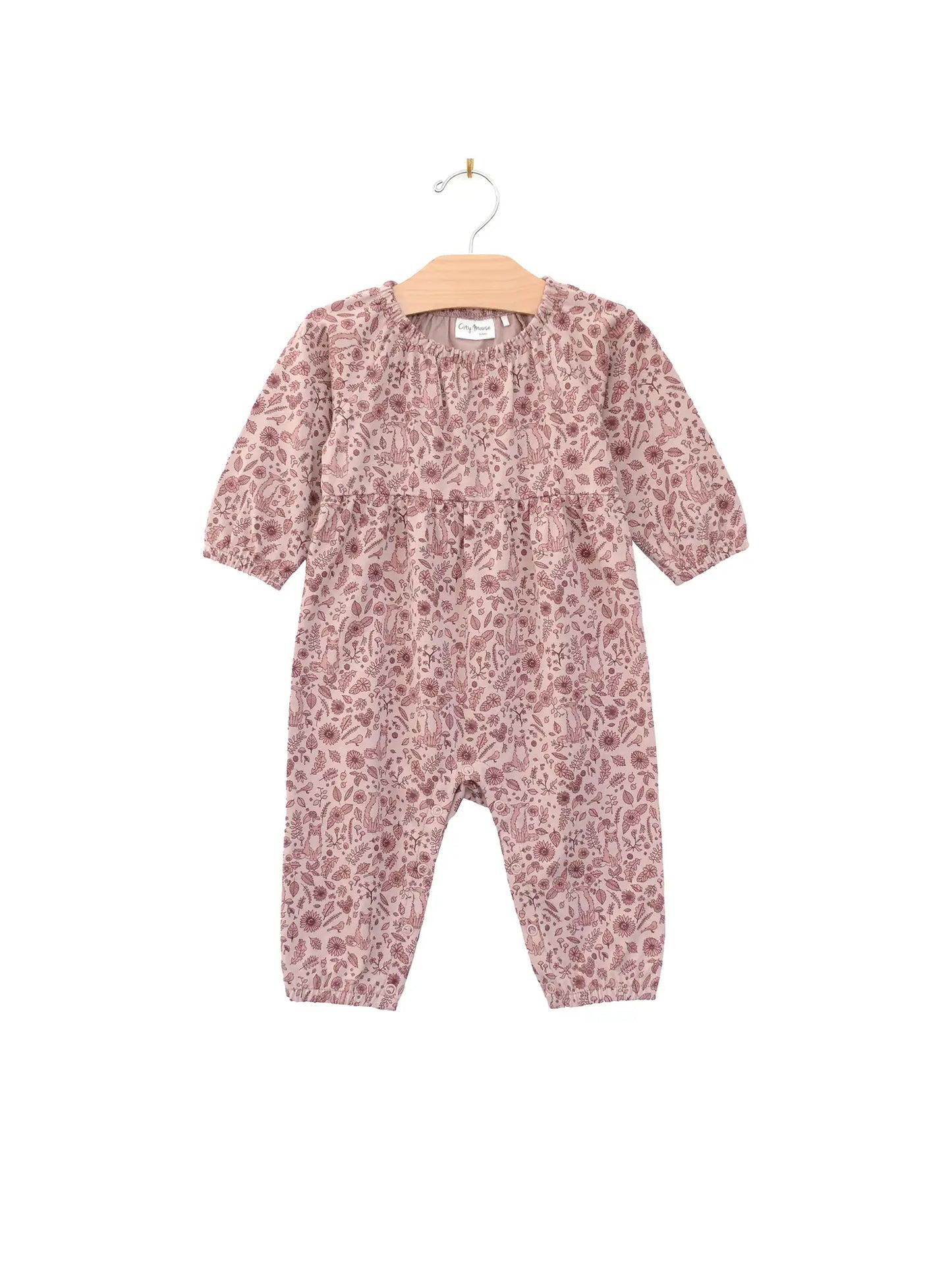 Fox Floral Dusty Rose- Raglan Long Leg Romper