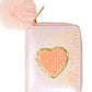 Pink Shiny Heart Patch Wallet