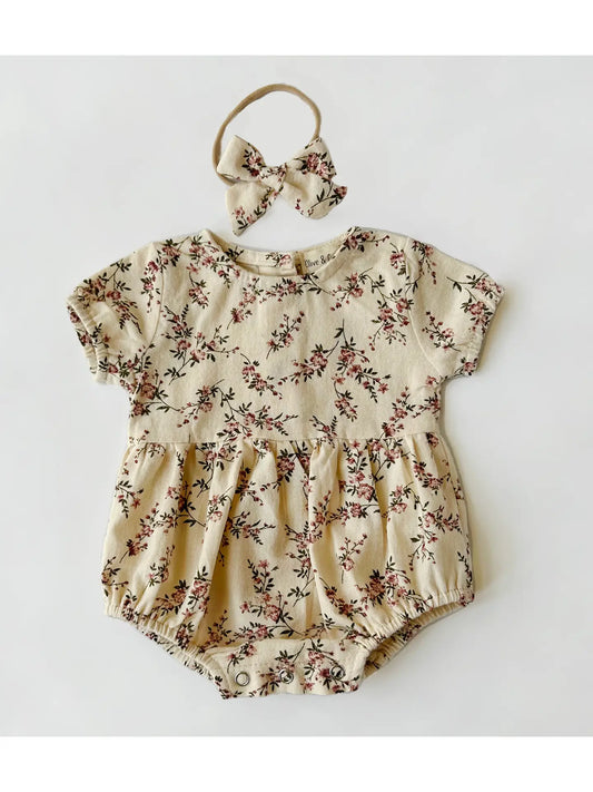 Anessa Floral Bubble Romper w/ Headbow