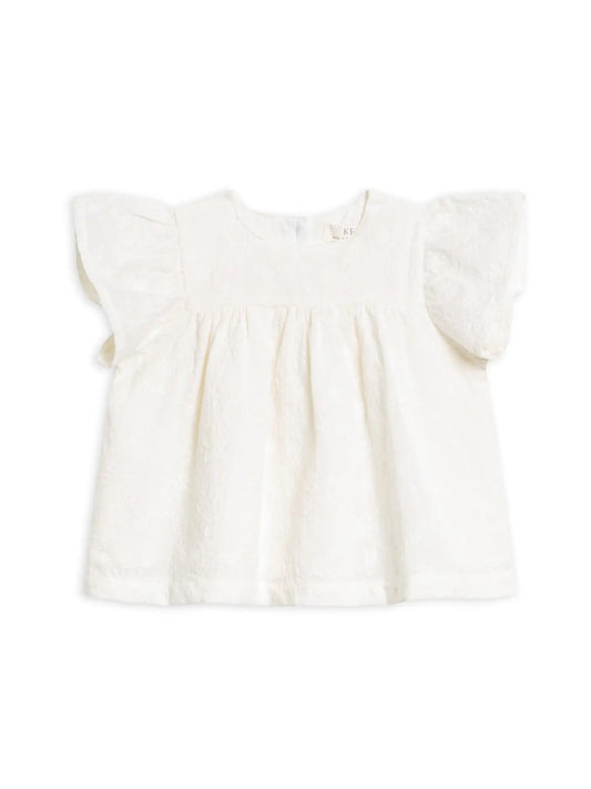 Maeve Eyelet Ruffle Sleeve Top | Coconut