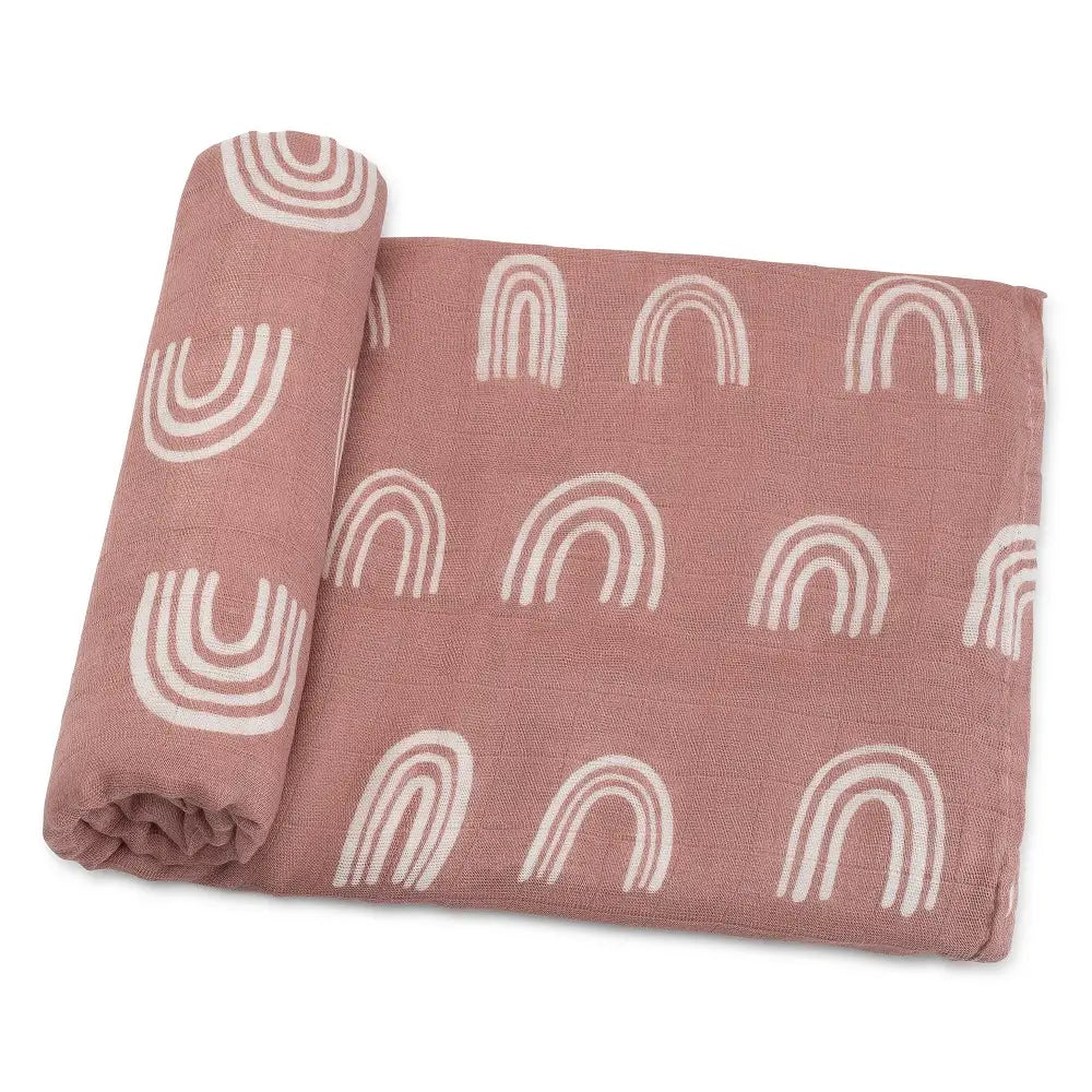 Muslin Swaddle- Mauve Rainbow