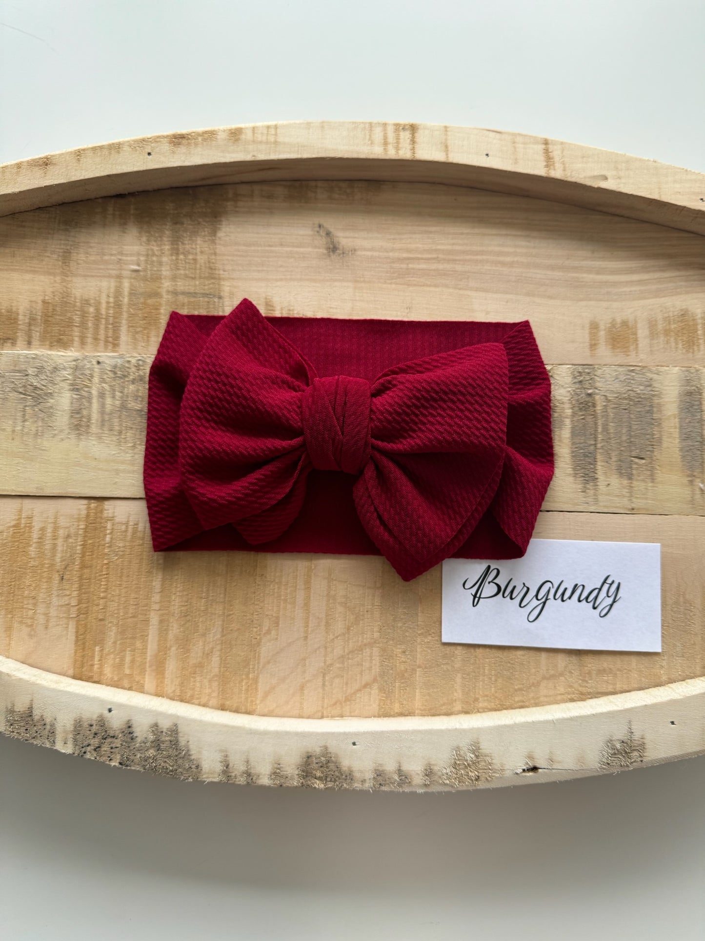 Burgundy- Waffle Knit Bow Headwrap