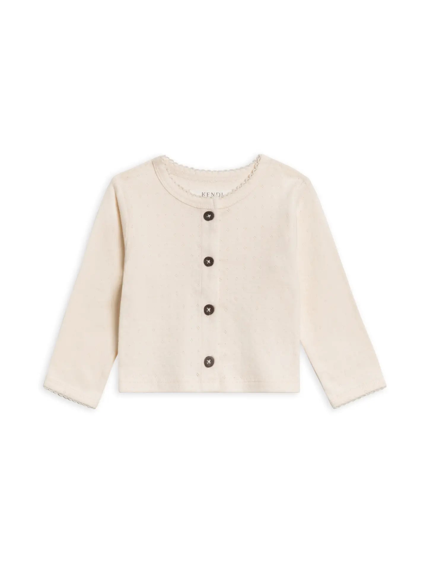 Clara Pointelle Button-Down Cardigan - Ivory