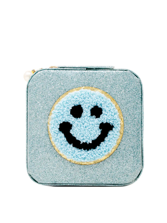 Teal Happy Face Sparkle Jewelry Box