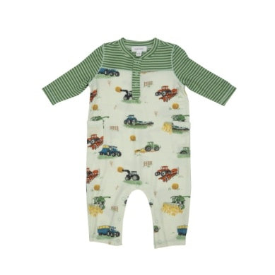 Farm Machines Romper W/ Contrast Sleeve