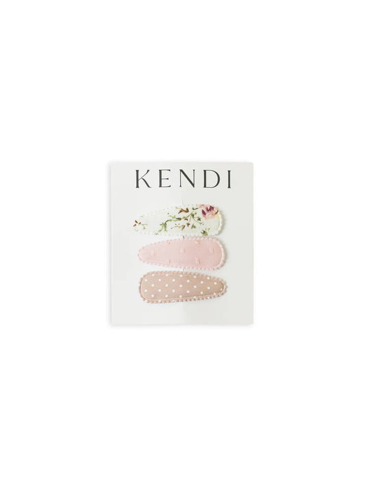 Kendi Baby Hair Clips 3 Pack - Pink Polka