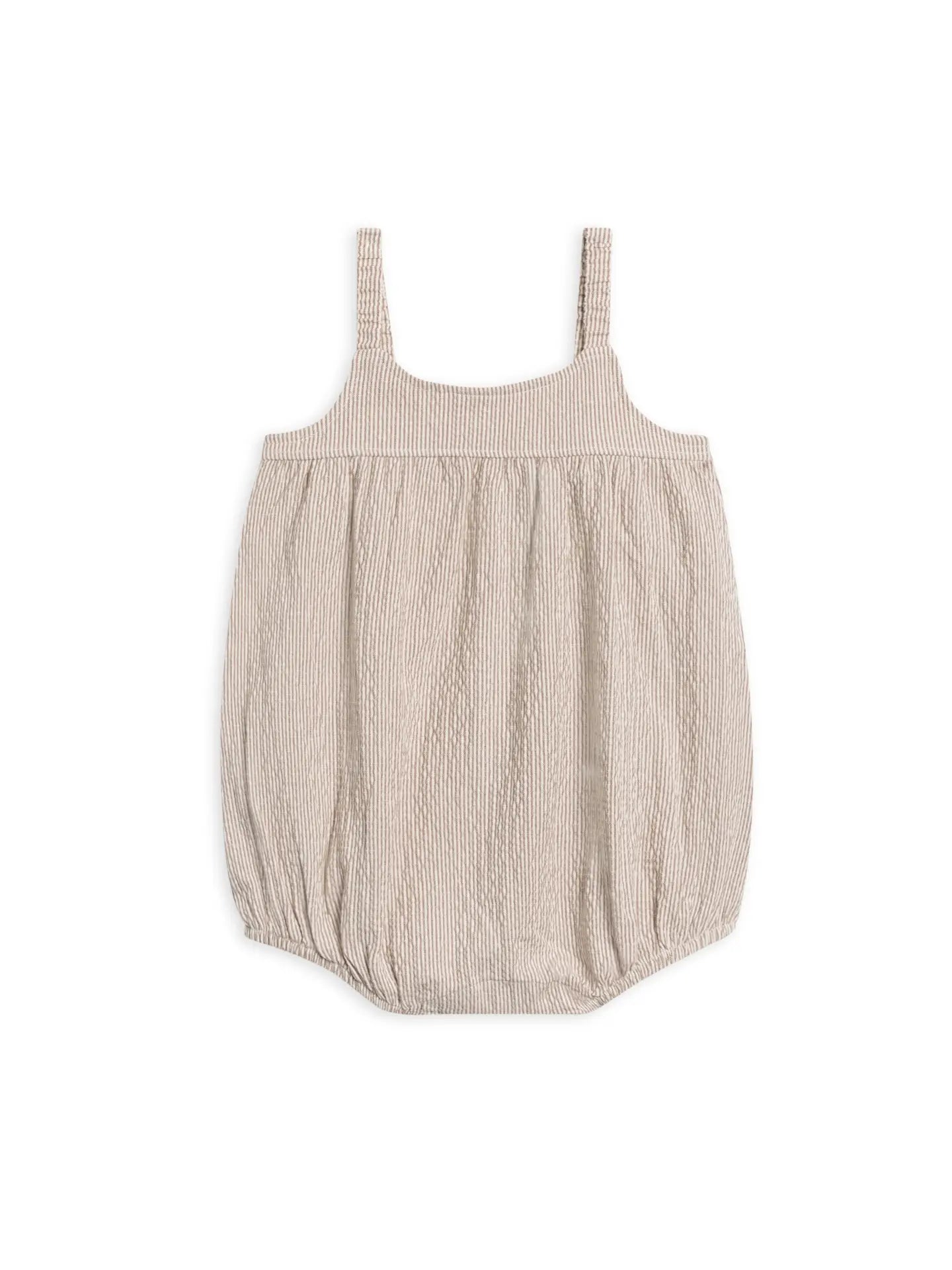 Caspia Seersucker Bubble Romper | Shore Stripe Truffle