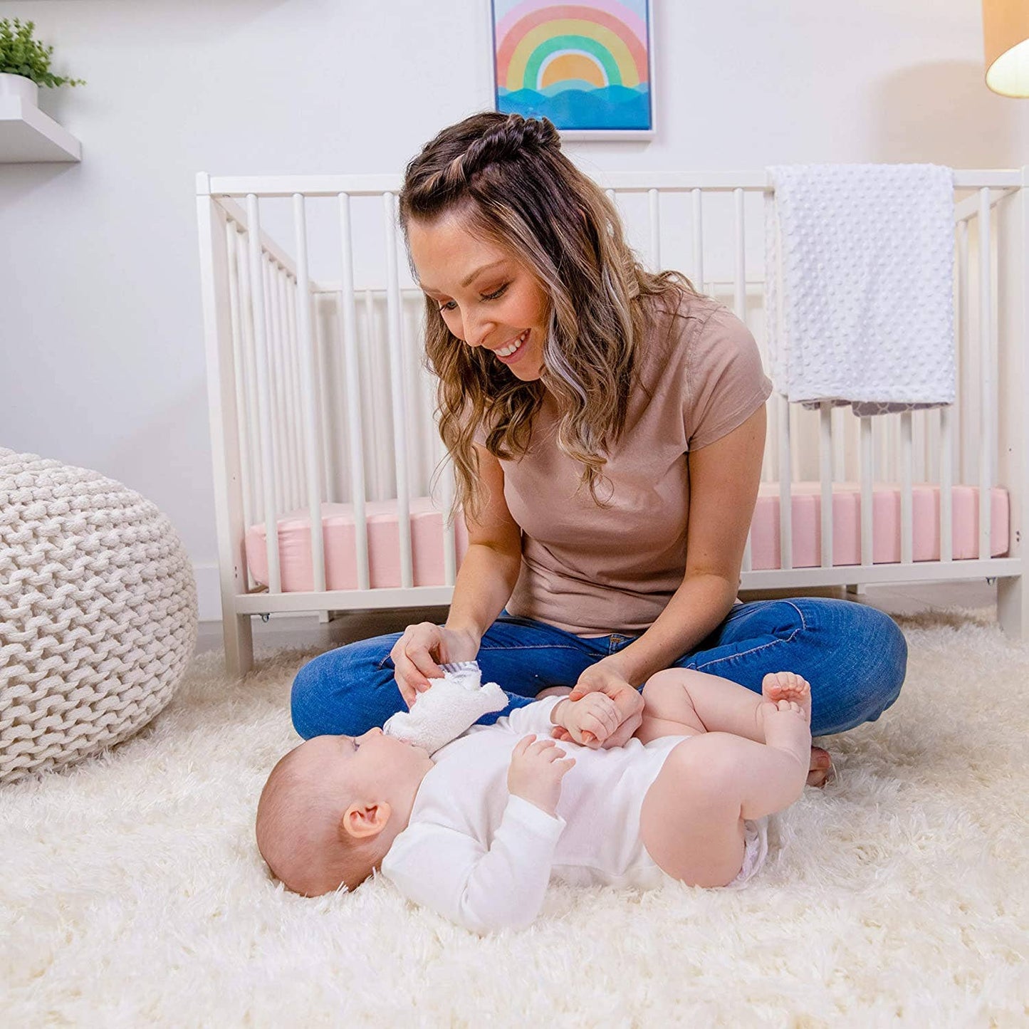 Organic Bamboo Baby Washcloths by Comfy Cubs: Blush Trim