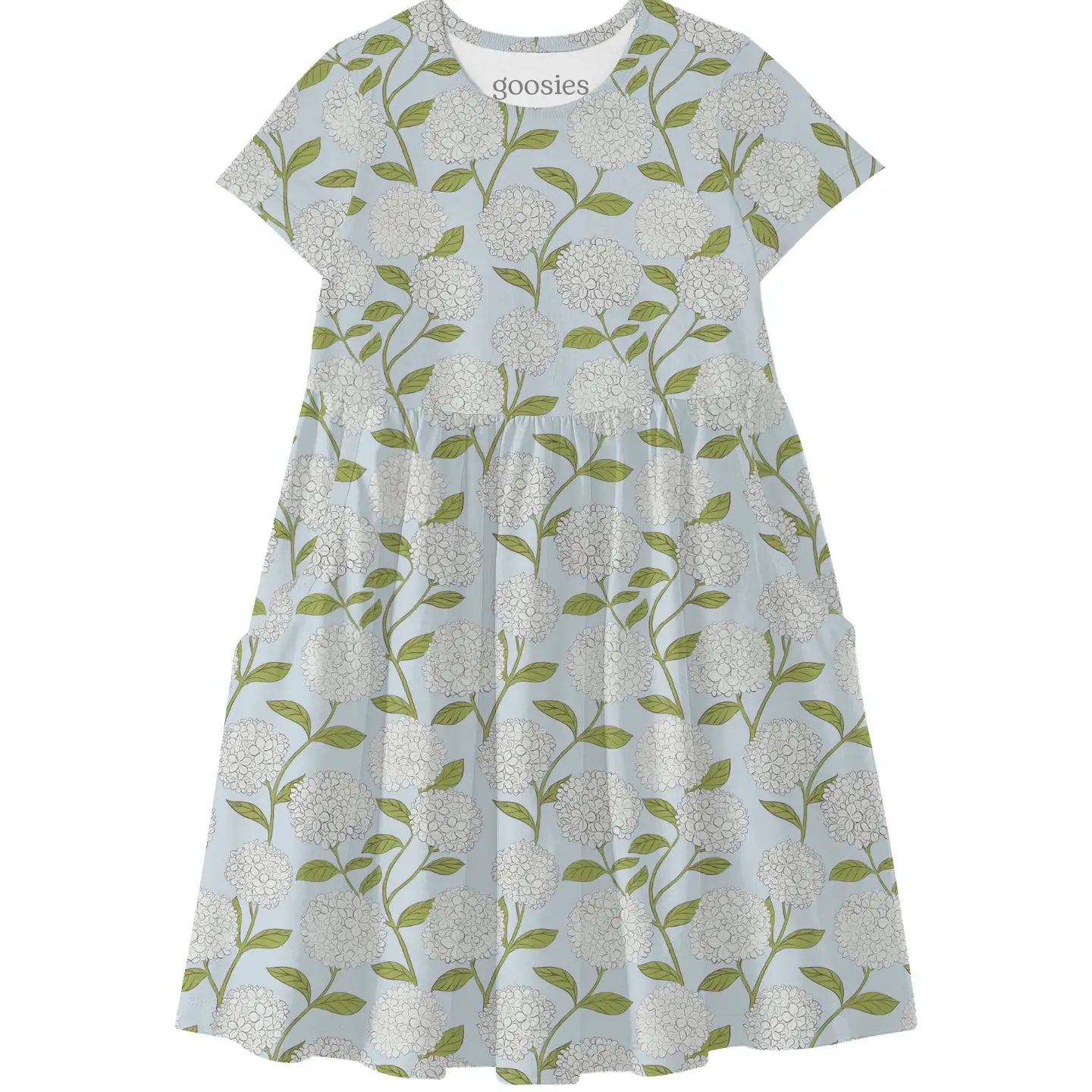 Hydrangeas Short Sleeve Pocket Dress