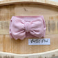 Ballet Pink-Waffle Knit Bow Headwrap