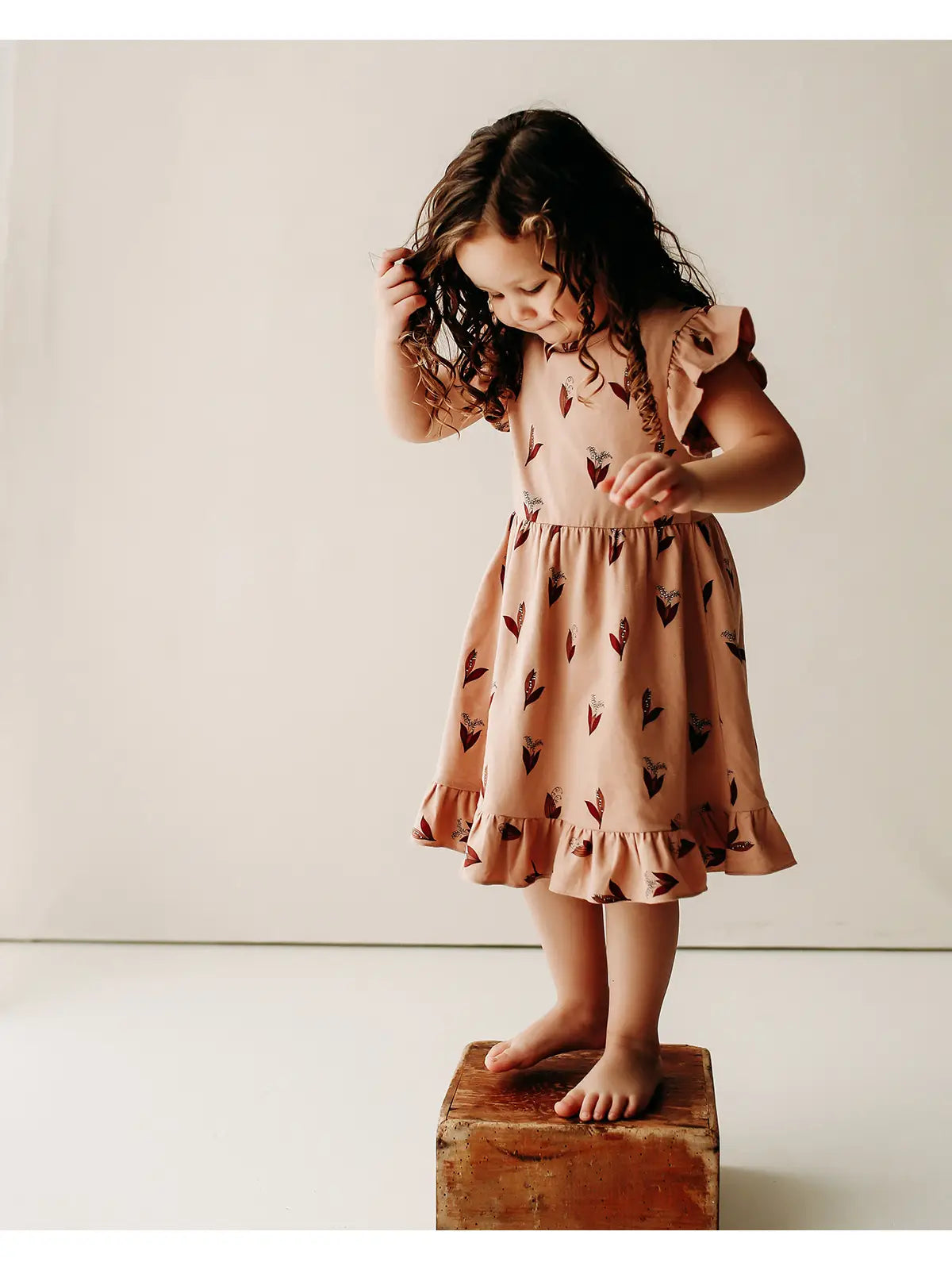 Ruffle Dress- Peach Lily of the Valley