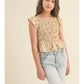 Floral Flutter Sleeve Smocked Top