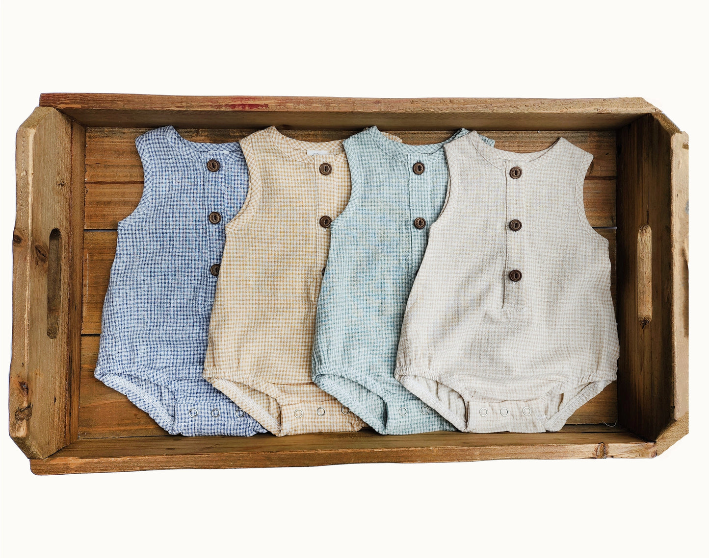 Marco Romper- Oat Gingham