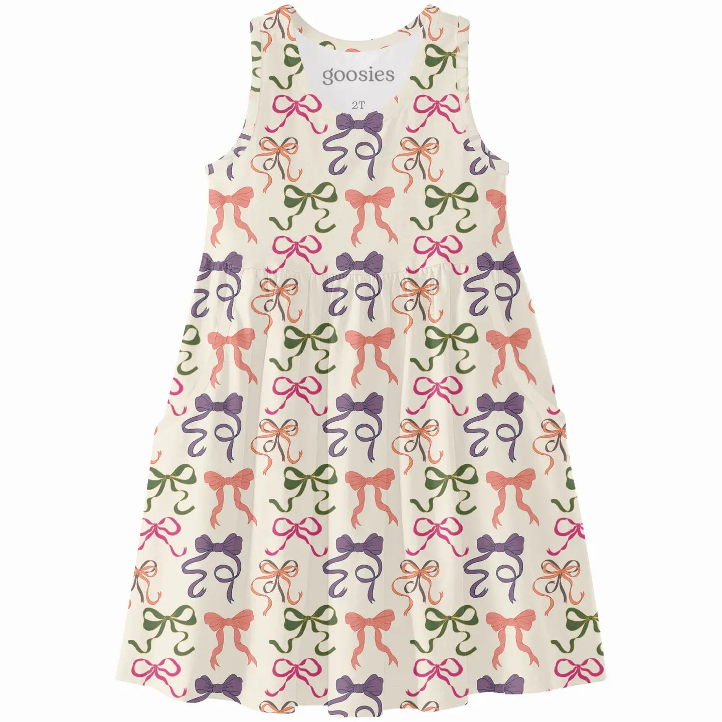 Bows Sleeveless Pocket Dress
