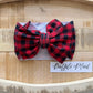 Buffalo Plaid-Waffle Knit Bow Headwrap