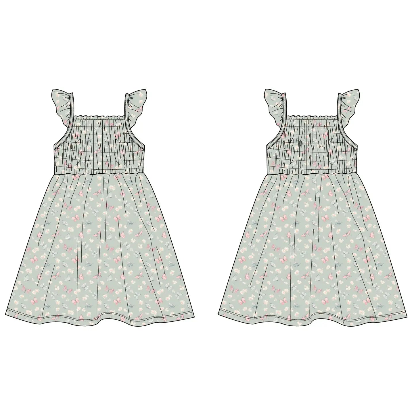 Butterfly Daisy Mint- Sammy's Vintage Dress