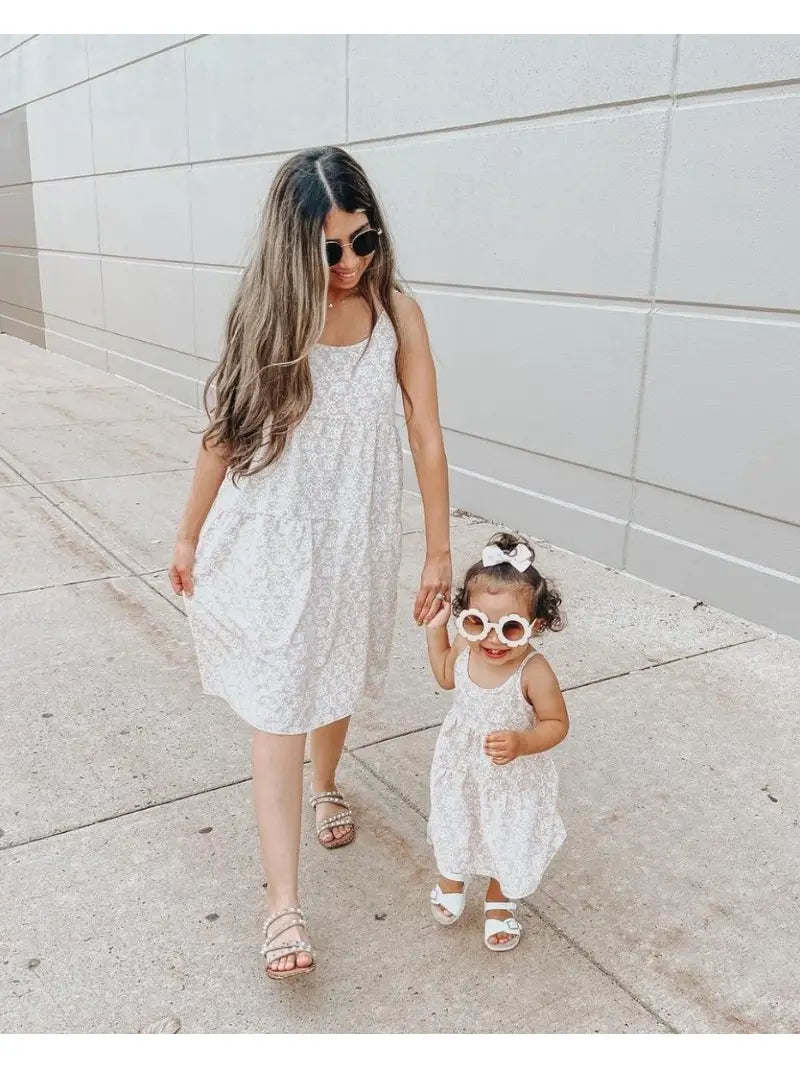 Mommy and Me Jessica Layered Sun Dress - Champagne & Daisies