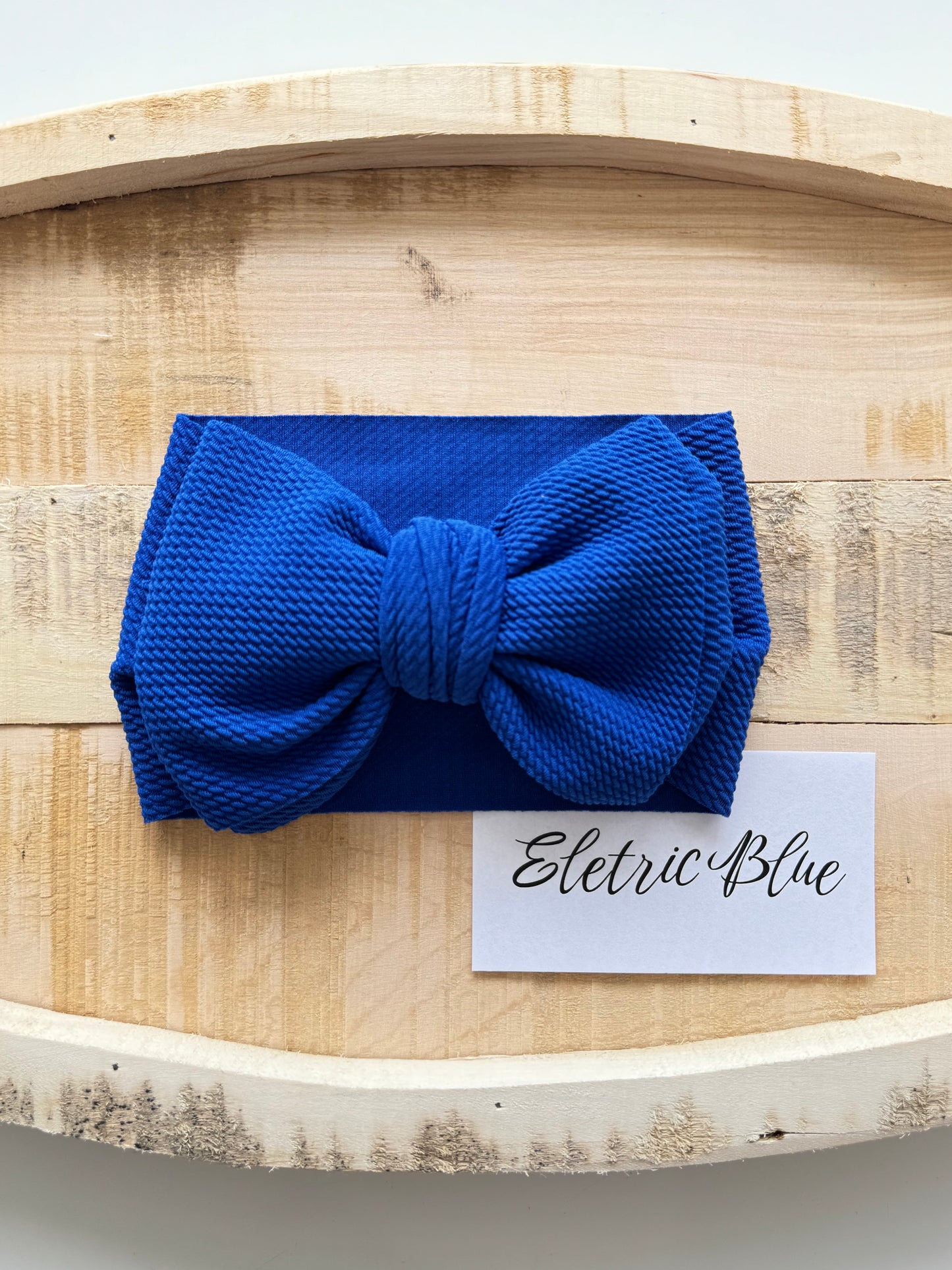 Electric Blue- Waffle Knit Bow Headwrap