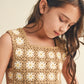 Tan and Floral Sleeveless Crochet Top