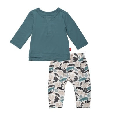 Seas and Greetings Henley Top with Pants Set