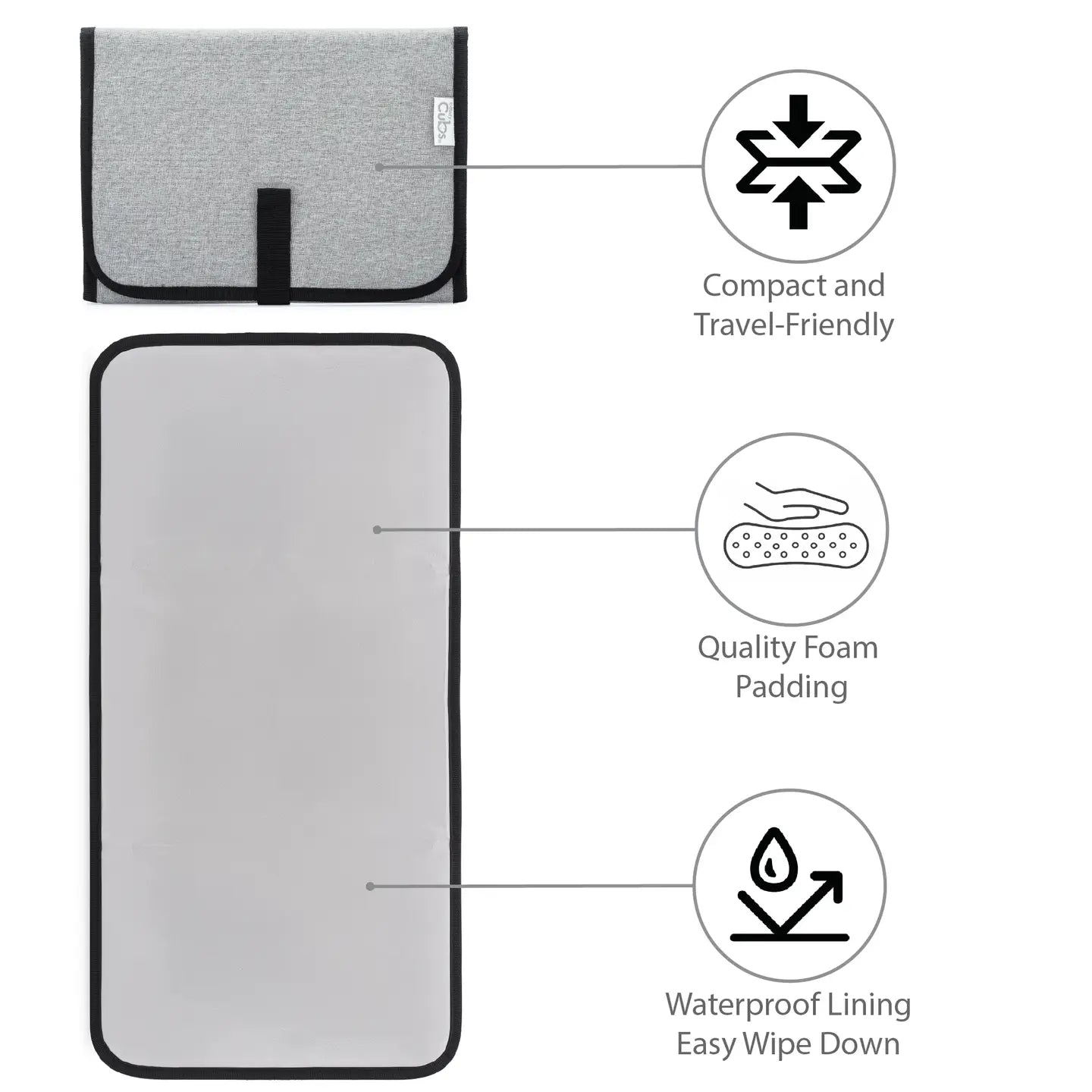 Compact Portable Changing Pad- Solid Grey