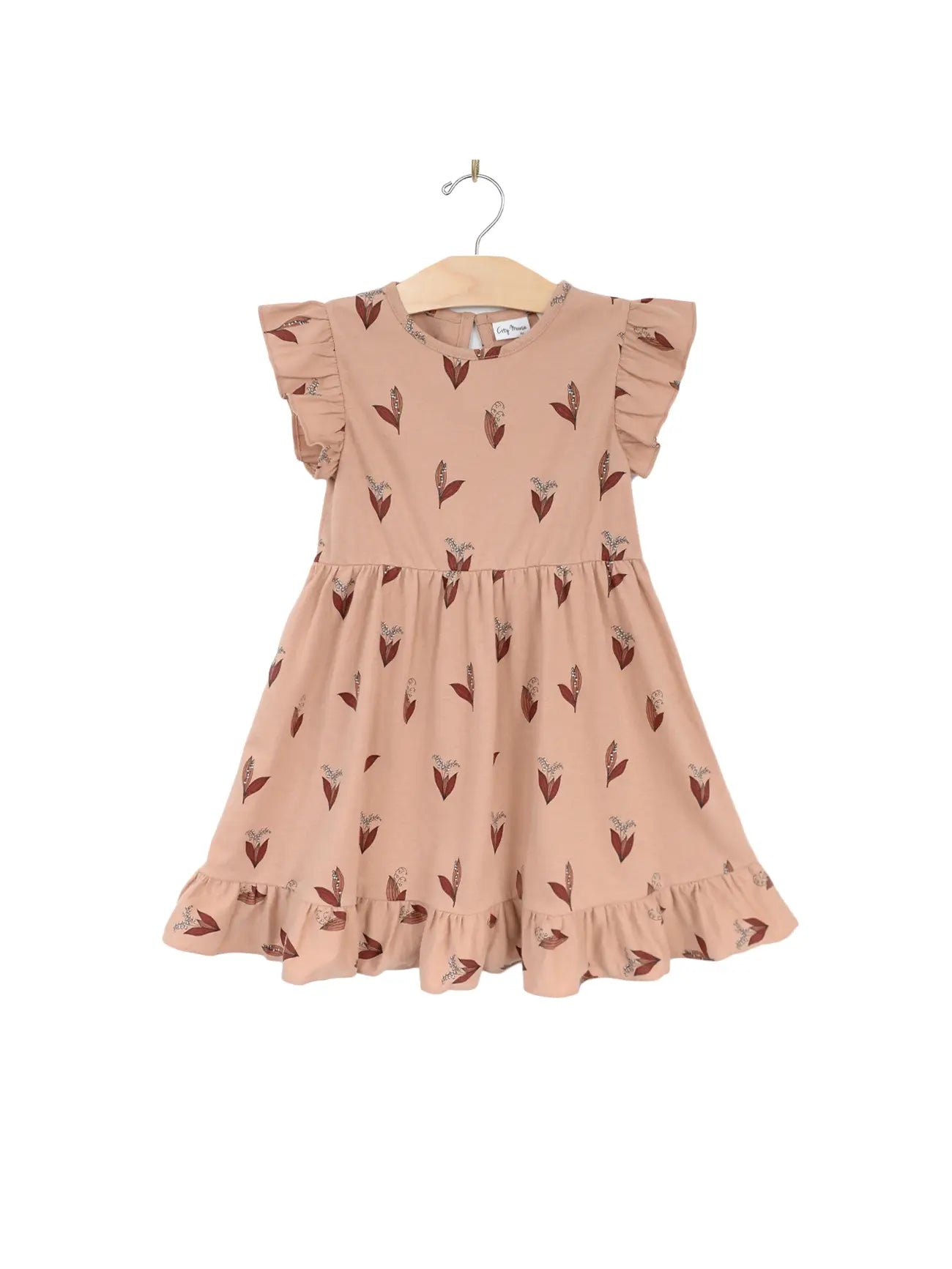 Ruffle Dress- Peach Lily of the Valley