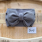 Grey-Waffle Knit Bow Headwrap