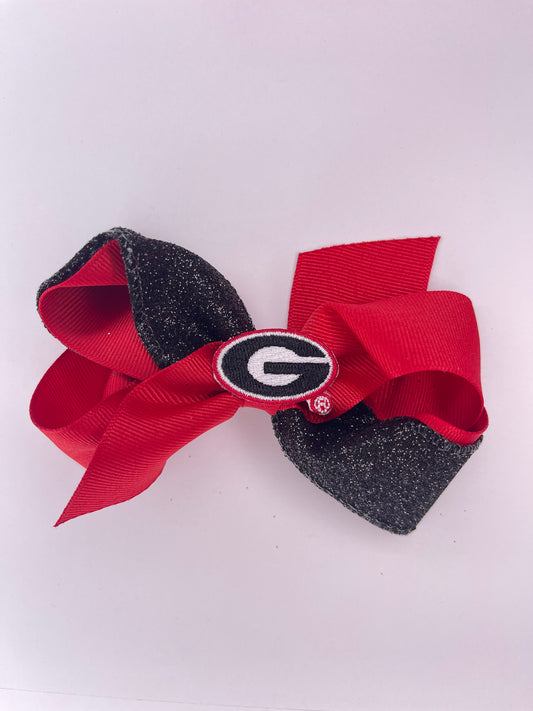 UGA Medium Two Tone Glitter Bow