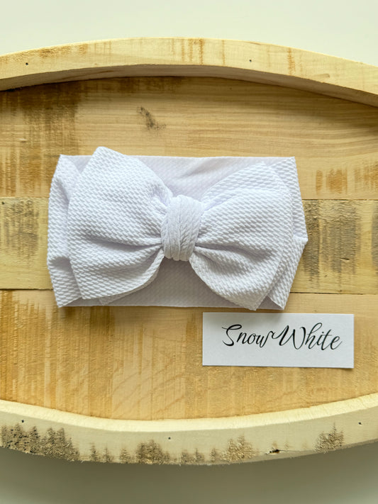 Snow White-Waffle Knit Bow Headwrap