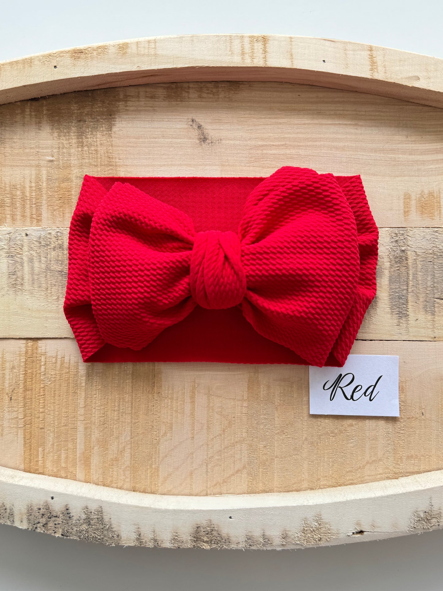 Red- Waffle Knit Bow Headwrap