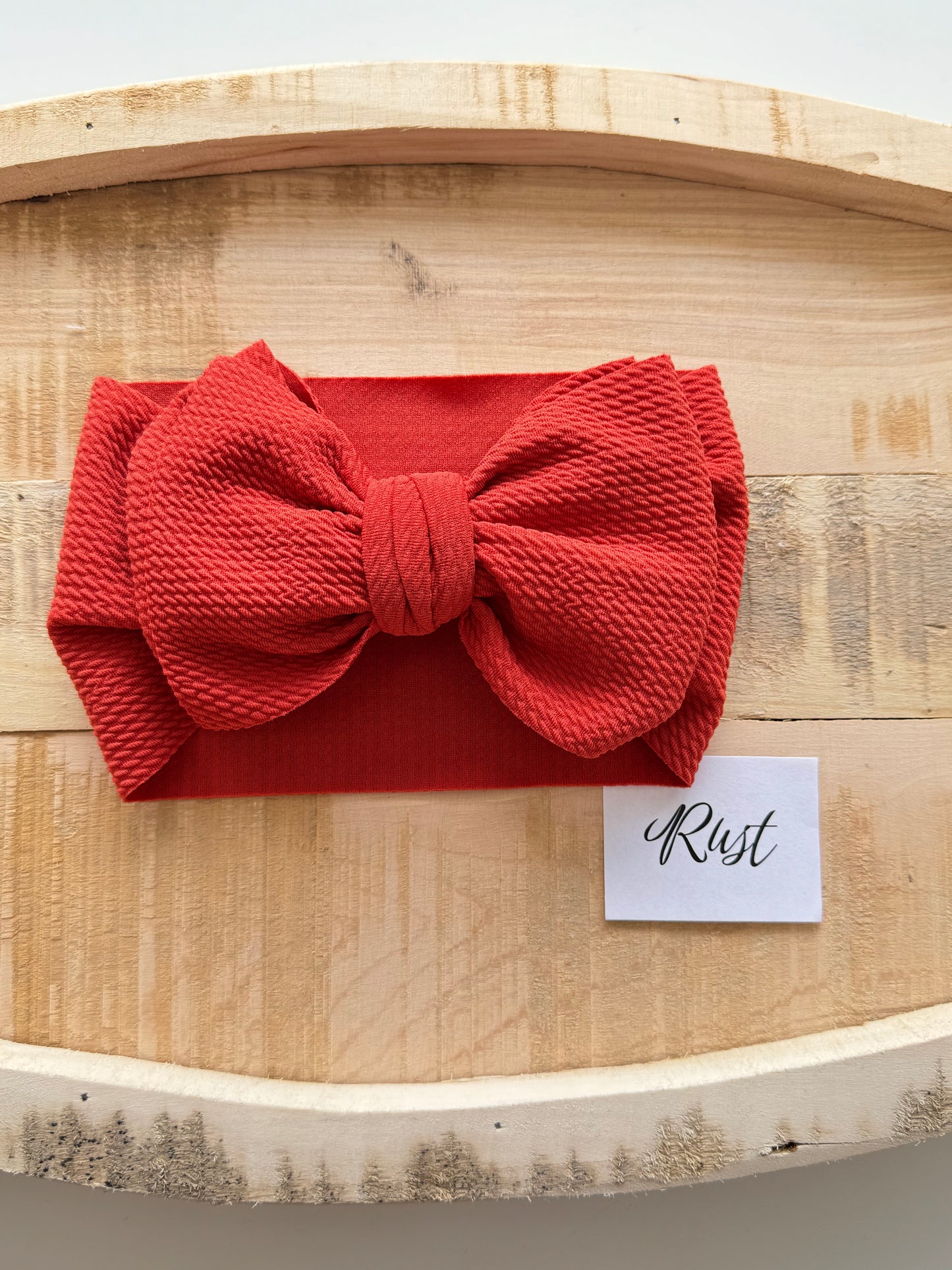 Rust-Waffle Knit Bow Headwrap