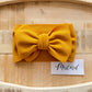 Mustard-Waffle Knit Bow Headwrap