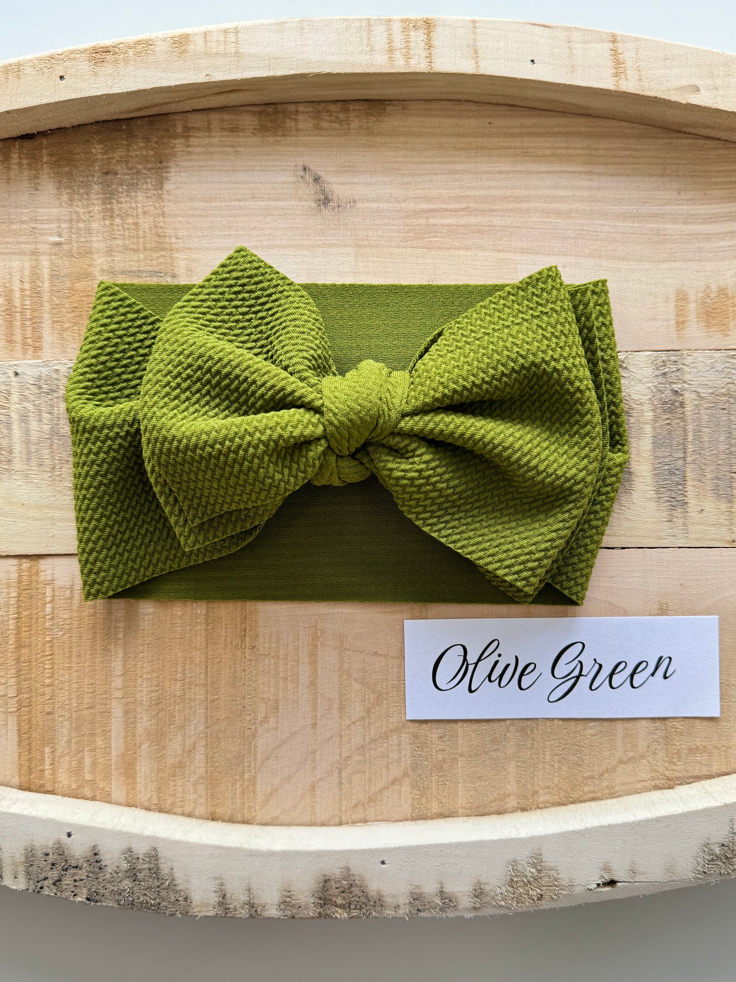 Olive Green- Waffle Knit Bow Headwrap