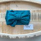 Teal- Waffle Knit Bow Headwrap